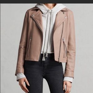 NWT All Saints Dalby Leather Jacket Blush Pink